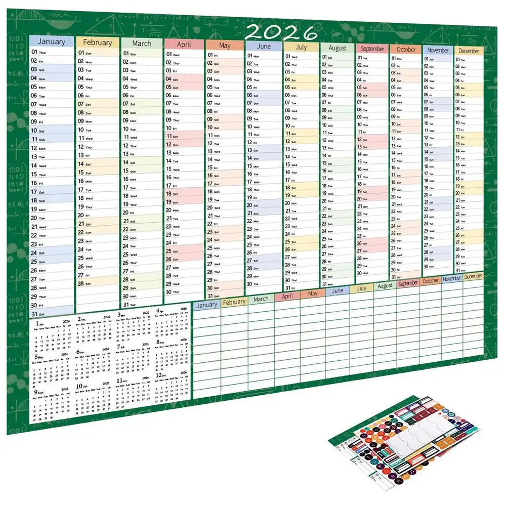 calendrier mural blanc moderne 2026 mensuel accueil organisation dates numéros jours