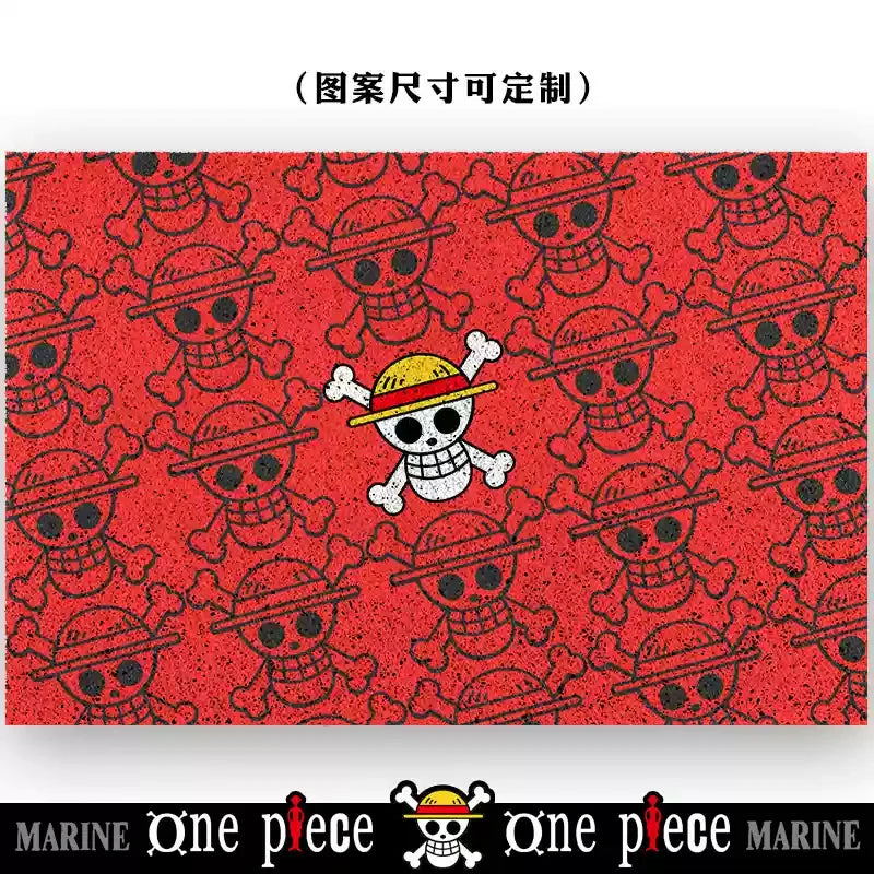 tapis d'entrée one piece noir blanc rouge personnages bienvenue chez toi logo/svg anime moderne