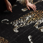 tapis léopard noir moderne tapisserie salon chambre pile désossée polyester PVC