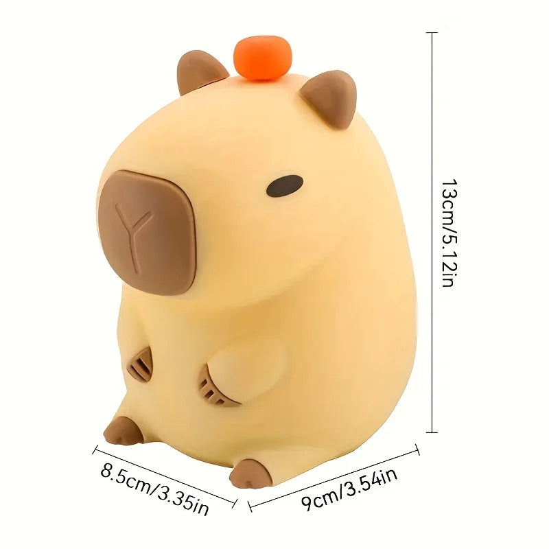 veilleuse capybara mignonne lumiere douce enfantine couleur beige jaune orange pomme