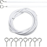 câble blanc crochets argentés kit suspension tiges blanches minimaliste fixations murales accessoires rideau anneaux