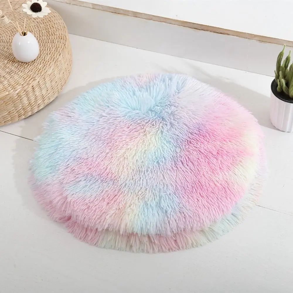 coussin rond velours multicolore moderne confortable 40cm 50cm 60cm chat lit animal compagnie