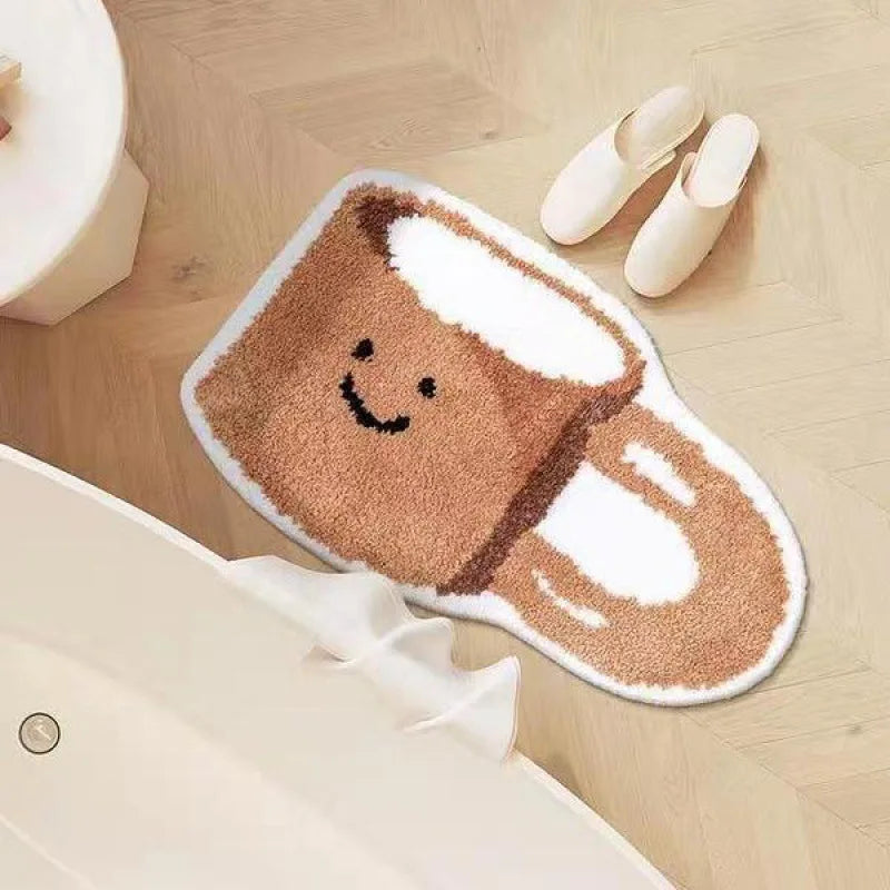 tapis bain beige clair sourire pain grillé anti dérapant résistant salissures dimension 40x60cm