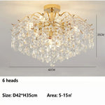 plafonnier moderne luxueux cristal pendans or led salon décoration lustreintérieur chambre château
