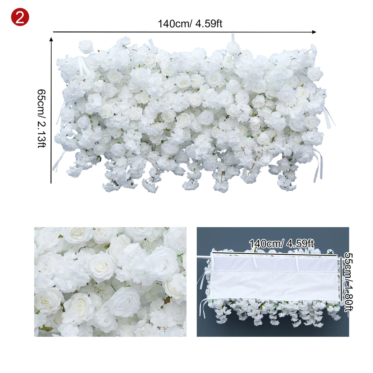 arche décorative mariage fleurs artificielles blanc rose clips chaînes extérieur classique événement anniversaire