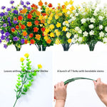 bouquets fleurs artificielles jaune violet vert feuilles modernes extérieur mariage piques tiges flexibles