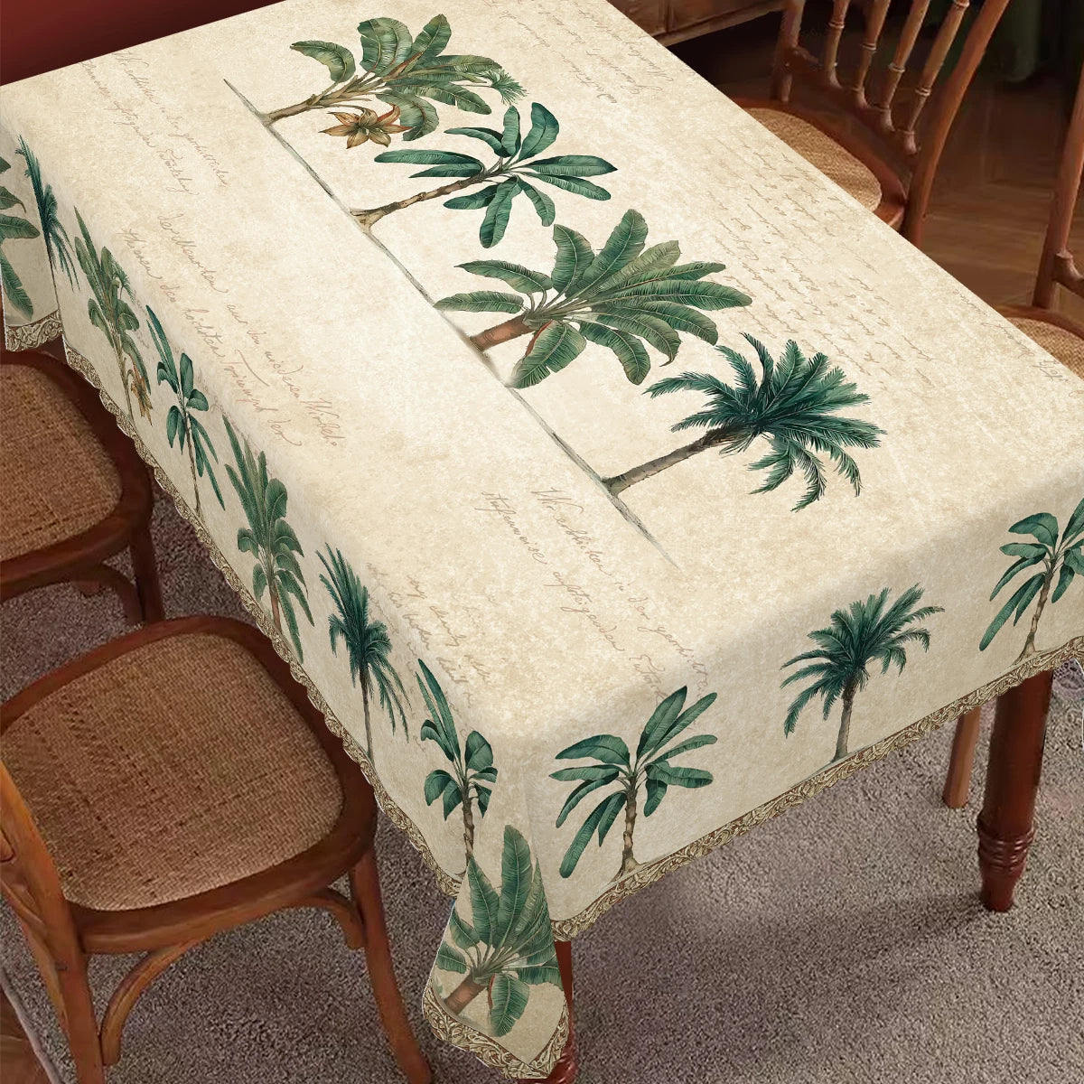 nappe tropicale palmiers beige verte moderne décoration extérieure mariage fête opaquemaxlengtherror