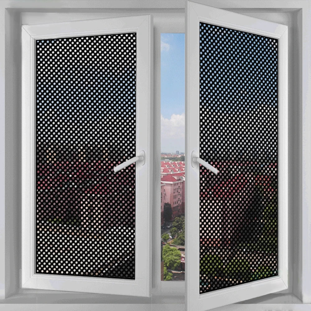 films translucides perforés adhésifs noir blanc intimité soleil lumière chambre moderne