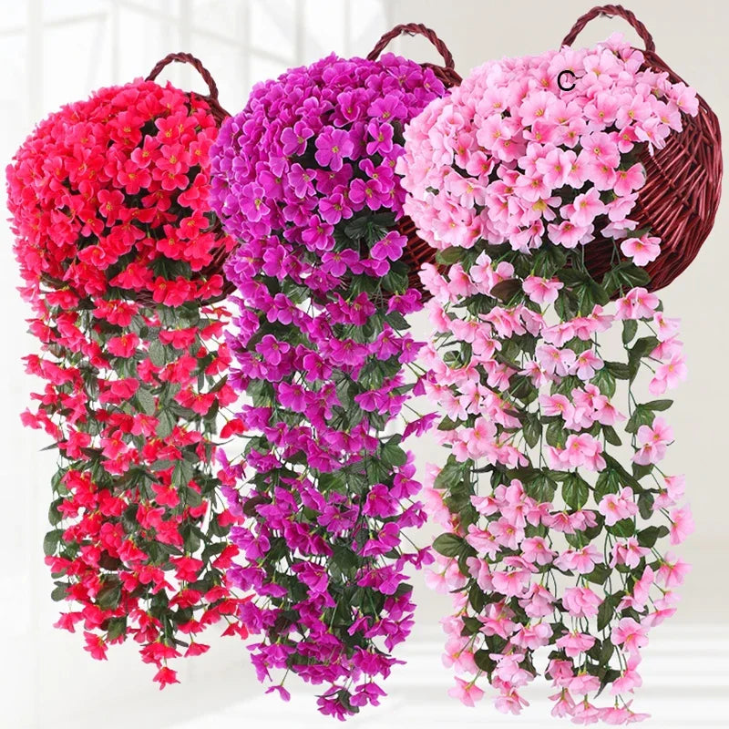 guirlande fleurs artificielles violettes suspendues décoration murale soie mariage fête maison jardin intérieur