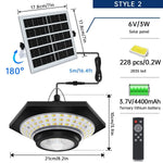 lampe solaire noire moderne 228 led 1000lm ip65 télécommande eyelets autonomesurgence