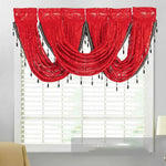 rideau fenêtre jacquard floral velours semi transparent élégant franges décoratives tringle rideau