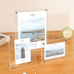 cadre photo transparent moderne acrylique rectangulaire lisse tringle métallique urbain famille paysageportrait