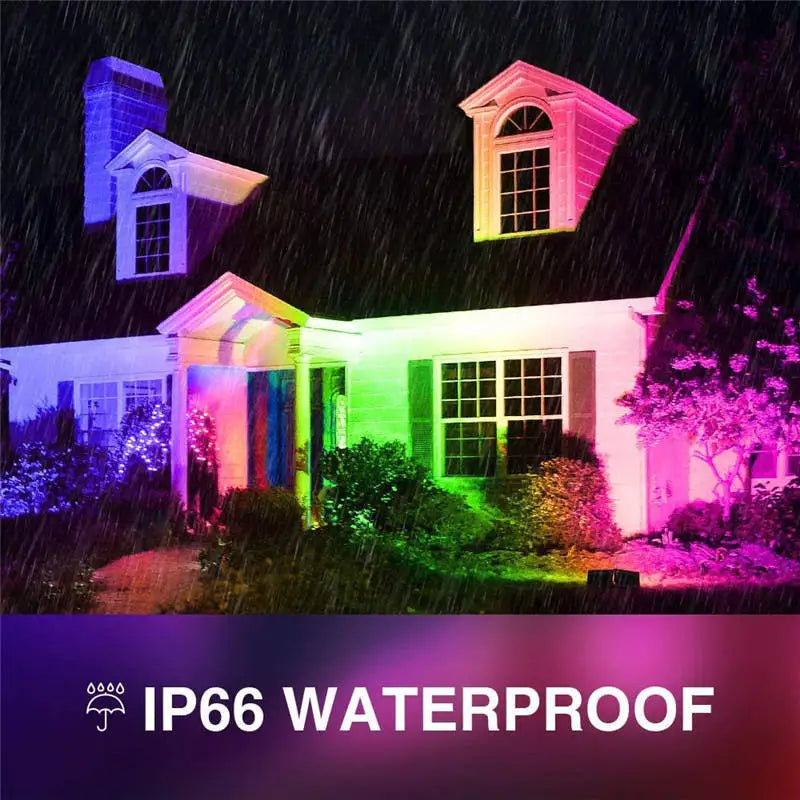 projecteur led noir moderne ip66 étanche télécommande rgbextérieur jardin parc
