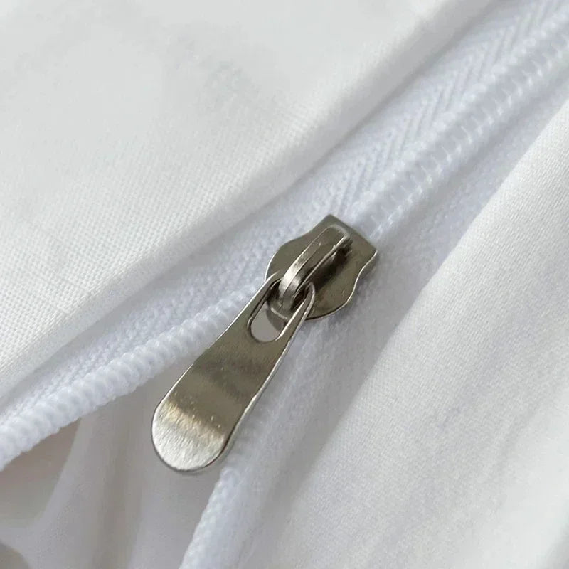 ensemble literie double blanches moderne zippé 200x200cm haute qualité polyester blanc