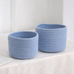 corbeilles rangement tissées coton blanc rose bleu clair pliables respectueuses l'environnement multifonctionnelles moderne rustique