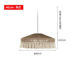 suspension lumineuse boho tissu tressé franges beige blanc rustique