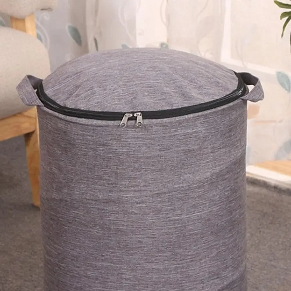 seau rangement réutilisable tissu textile métal zip rangement rapide jouets enfants tapis pliable bleu