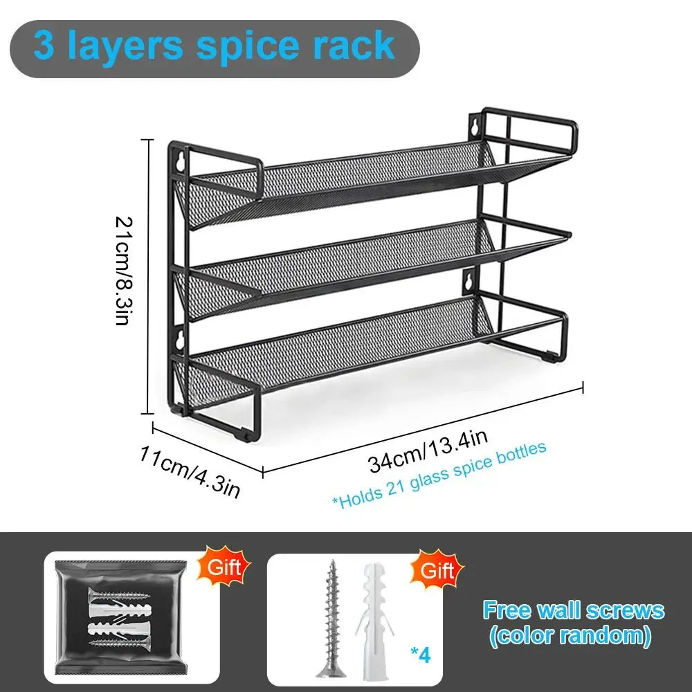 étagère épices acier noir contemporaine fixations multiples cuisine garde manger bouteilles épices organisation réutilisable