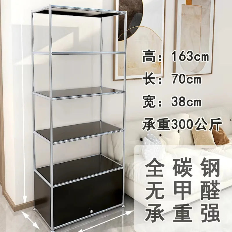 étagère moderne métal blanc gris étagères coulissantes porte rangement salon minimaliste 131cm haute capacité