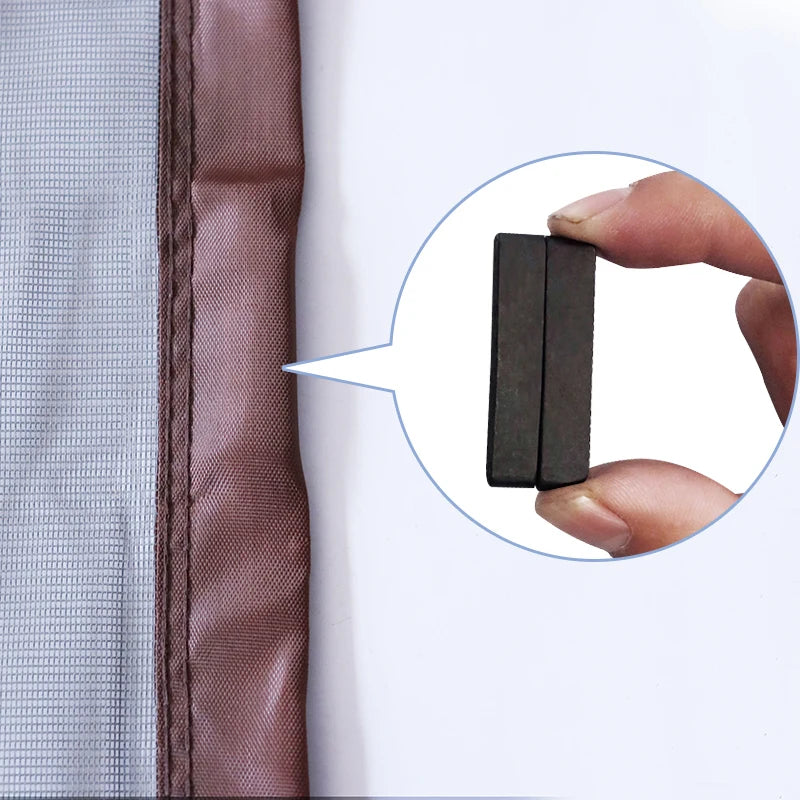 rideau porte magnétique gris marron maille fine doublure velours adhésif velcro moderne facile