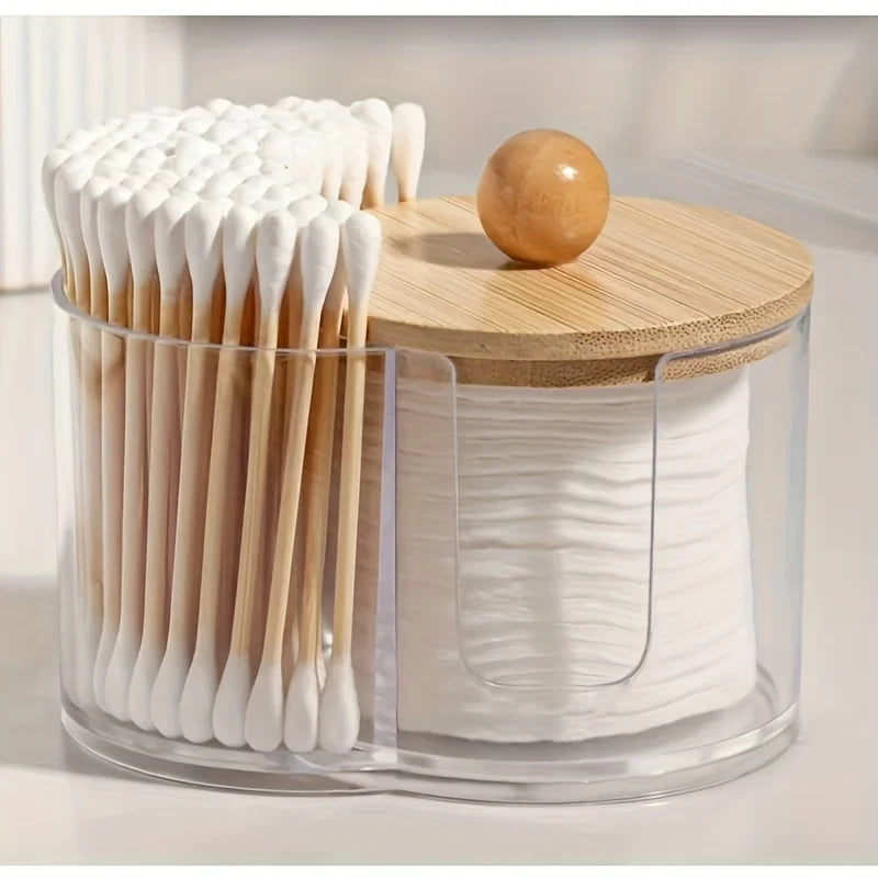 boîte rangement coton tige serviettes papier transparent moderne salle bain organizer compartiments minimaliste