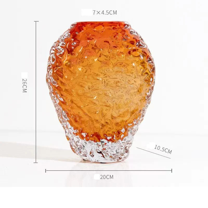 vase verre moderne orange jaune blanc texturé branches poppies décoration salon chambre