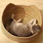 lit chat tressé nid moelleux coussin oreillers beige blanc rustique bohèmeintérieur
