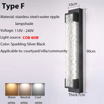 lampe murale led noire contemporaine acier inoxydable ondulée ip65 réglable triac 3000k 6000k