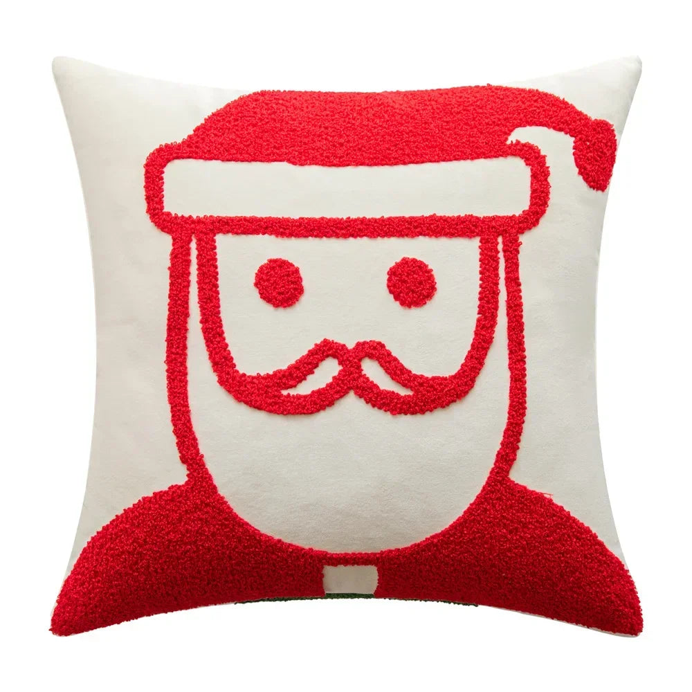 coussin brodé arbre noël étoiles dorées festif décoratif intérieur maison voiture 45x45cm polyester festive