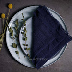 serviette table coton texture lin bords franges rustique décoration fête mariage maison