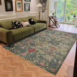 tapis floral orné vert beige bleu classique vintage antidérapant extérieur salon chambre prière