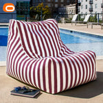 coussin d'assise jardin rayures beige blanc moderne piscine extérieur housse fauteuil plage grande