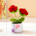 décoration maison tricotée bouquet fleurs artificielles anniversaire baby shower tricolore creative artisanal