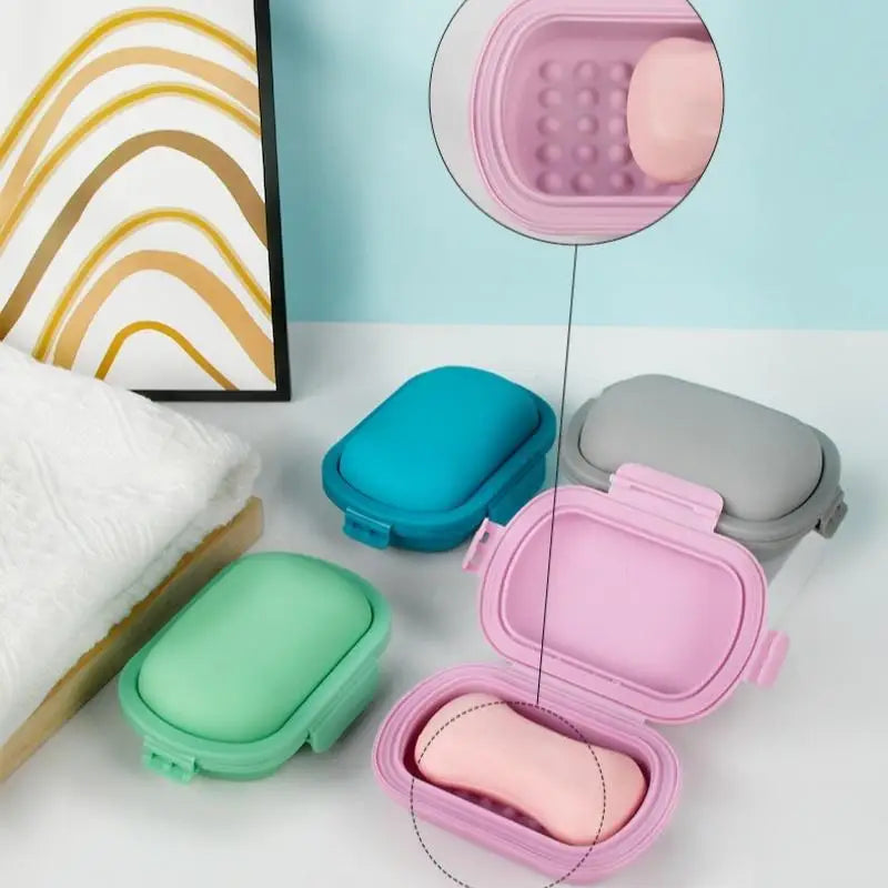 boîte savon pliable moderne bleu vert rose gris mat anti fuite voyage