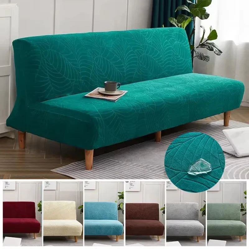 Housse canapé polyestère moderne feuilles adhésif vert bleu gris marron rougeversible machine