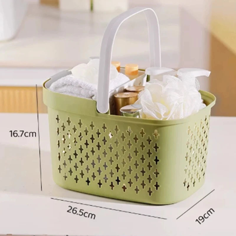 panier rangement beige vert olive perforations geometriques poignees detachables moderne plastique abs
