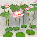 fleur artificielle lotus tige longue décoration intérieure vert rose blanc naturel détaillé Pods Feuilles