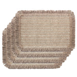 Sets table rectangulaires tressés bohèmes beige marron vert olive franges rustiques naturels