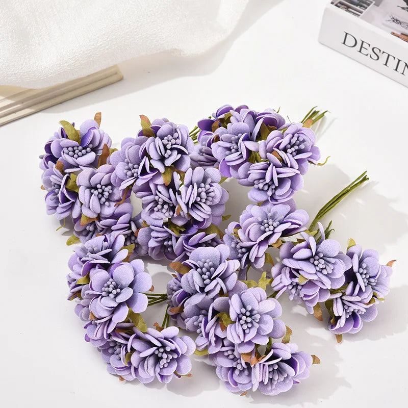 bouquet fleurs artificielles violet rose anniversaire mariage décoration intérieure scrapbooking boîte cadeau minimaliste
