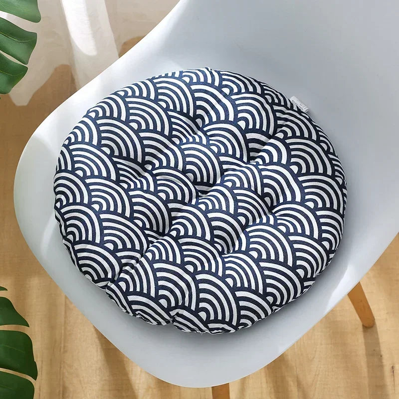 coussin chaise rond confortable mousse polyestère motif géométrique repas siège maison