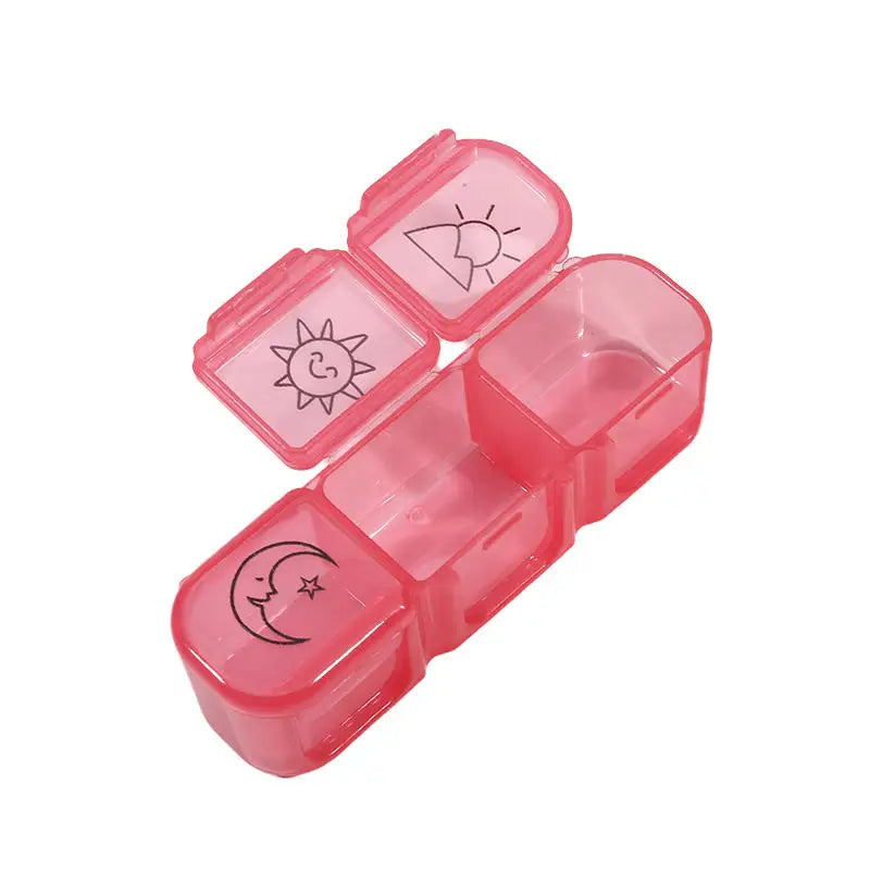 organisateur pilules violet moderne compartiments soleil lune étoiles pratique portable voyage orange