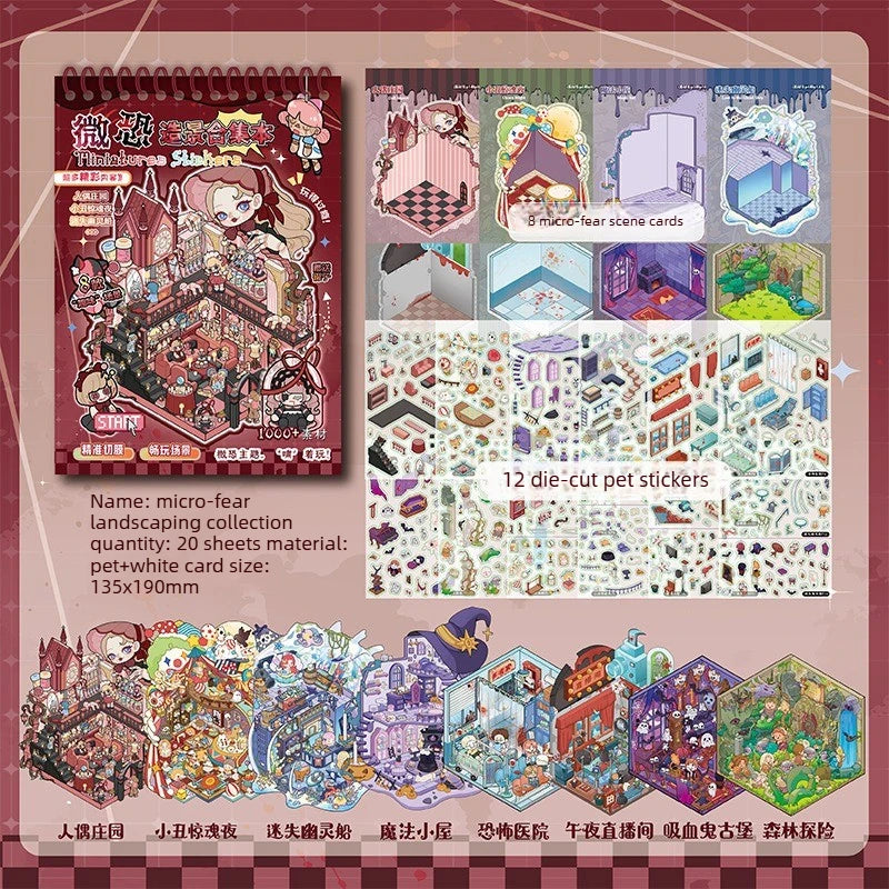 sticker book miniature scenes spiral binding colorful animal stickers creative journal supplies kawaii numbered