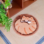 tapis rond orange chaton doux cartoon antidérapant sans bpa sans pvc peluche 50cm maison