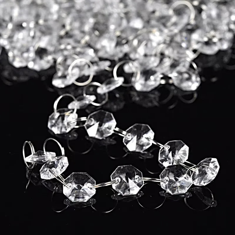 guirlande transparentes facettes octogonales moderne mariage anniversaire noëlcoration fenêtre rideau chandelier