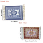 tapis table traditionnel motifs géométriques bleu rouge beige blanc tissu