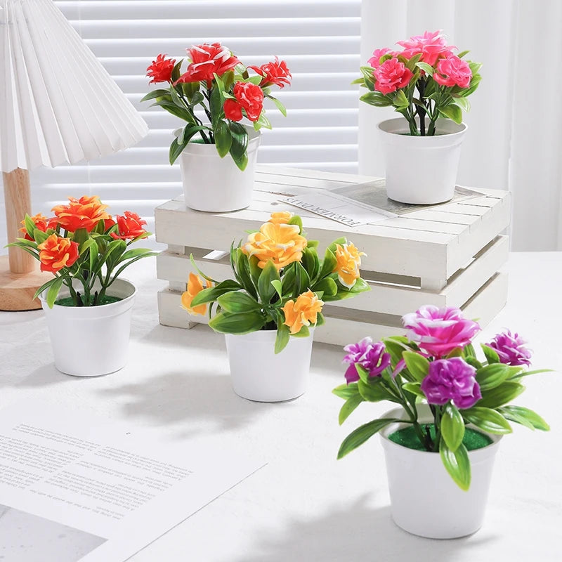 décoration intérieure moderne fleurs artificielles pots blancs feuilles vertes minimaliste exposition chambre fête