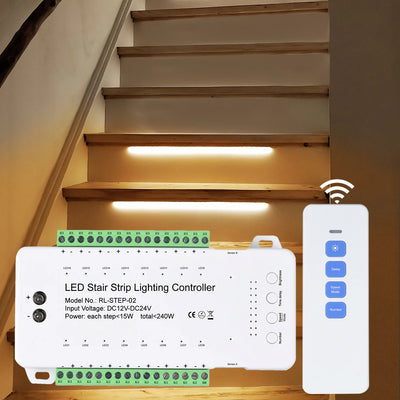 Contrôleur LED escalier avec détecteur de mouvement PIR blanc