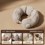 oreiller voyage forme polyester beige doux moderne dégonflement poignée transport confortable suction voyage tranches