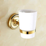 Accessoires salle bain ensemble doré classique porte serviettes rangement brosse dents poignée dorée serviette