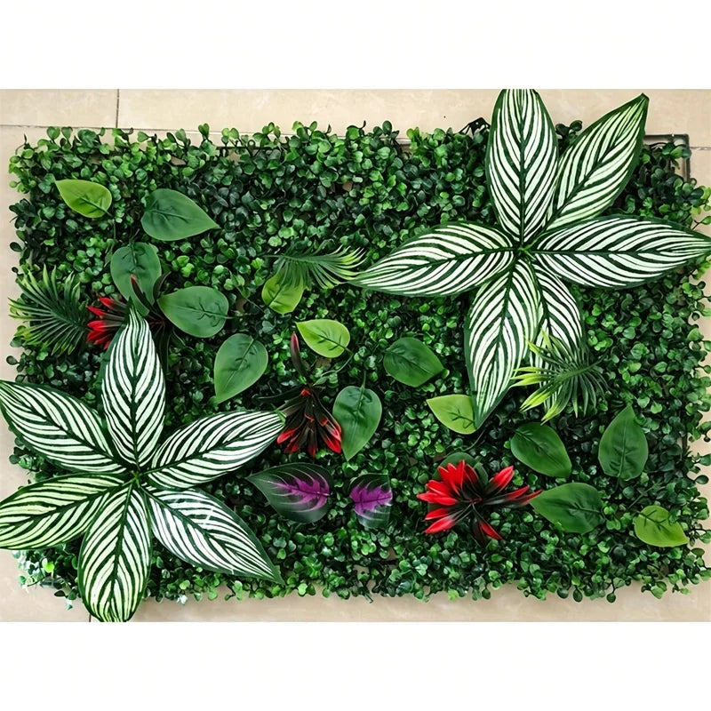 décoration extérieure panneau mural végétal artificiel herbe feuilles fleurs moderne naturelextérieur jardin maison terrace